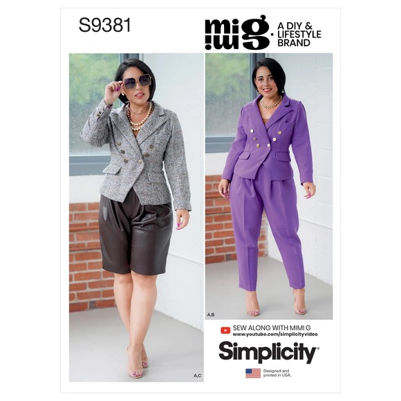 Simplicity Other - Simplicity S9381 Sewing Pattern Women 20W-28W Jacket Pants Shorts Mimi G Uncut
